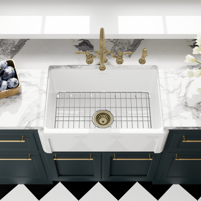 Whitehaus WHRP2718-W 27" Fireclay Front Apron Kitchen Sink - White