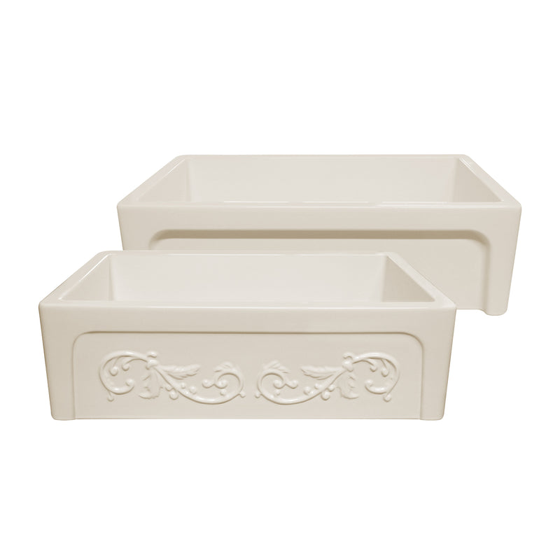 Whitehaus WHSIV3333-BISCUIT Glencove St. Ives 33" Reversible Fireclay Front Apron Kitchen Sink - Biscuit