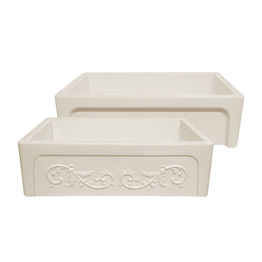 Whitehaus WHSIV3333-BISCUIT Glencove St. Ives 33" Reversible Fireclay Front Apron Kitchen Sink - Biscuit