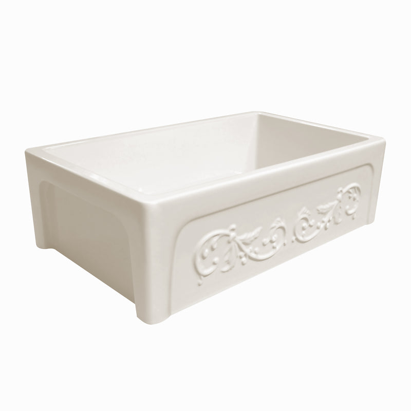 Whitehaus WHSIV3333-BISCUIT Glencove St. Ives 33" Reversible Fireclay Front Apron Kitchen Sink - Biscuit
