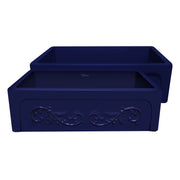 Whitehaus WHSIV3333-BLUE Glencove St. Ives 33" Reversible Fireclay Front Apron Kitchen Sink - Sapphire Blue