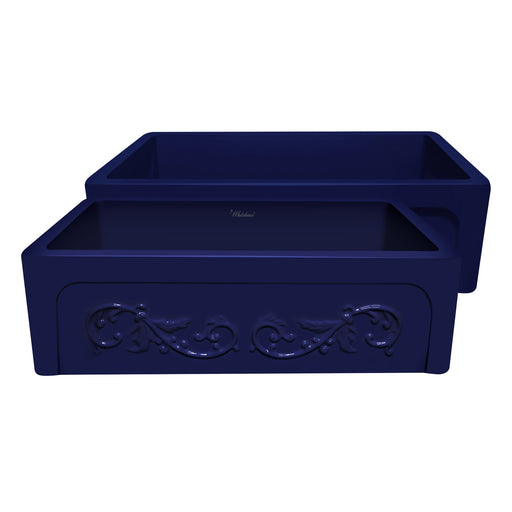 Whitehaus WHSIV3333-BLUE Glencove St. Ives 33" Reversible Fireclay Front Apron Kitchen Sink - Sapphire Blue