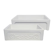 Whitehaus WHSIV3333-WHITE Glencove St. Ives 33" Reversible Fireclay Front Apron Kitchen Sink - White