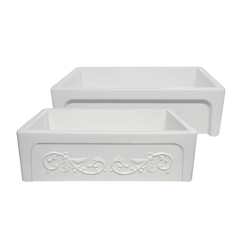 Whitehaus WHSIV3333-WHITE Glencove St. Ives 33" Reversible Fireclay Front Apron Kitchen Sink - White