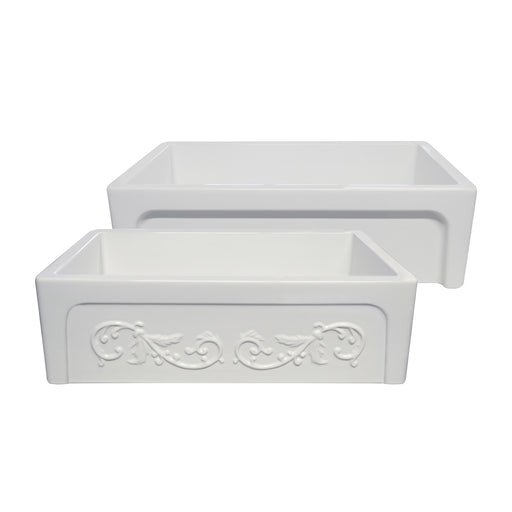 Whitehaus WHSIV3333-WHITE Glencove St. Ives 33" Reversible Fireclay Front Apron Kitchen Sink - White