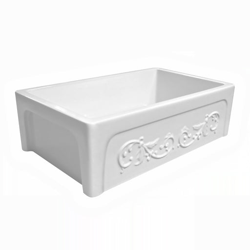 Whitehaus WHSIV3333-WHITE Glencove St. Ives 33" Reversible Fireclay Front Apron Kitchen Sink - White