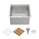 Whitehaus WHSW1818 18" Single Bowl 16 Gauge Undermount Workstation Kitchen Sink - Brushed Stainless Steel