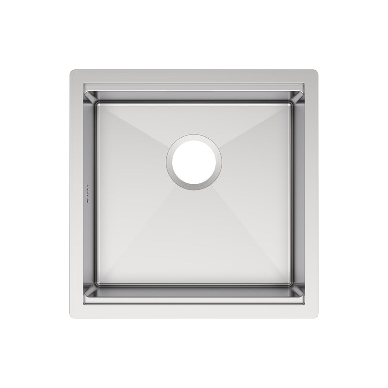 Whitehaus WHSW1818 18" Single Bowl 16 Gauge Undermount Workstation Kitchen Sink - Brushed Stainless Steel