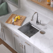 Whitehaus WHSW1818 18" Single Bowl 16 Gauge Undermount Workstation Kitchen Sink - Brushed Stainless Steel