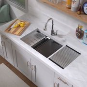 Whitehaus WHSW2719 27" Single Bowl 16 Gauge Undermount Workstation Kitchen Sink - Brushed Stainless Steel