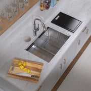 Whitehaus WHSW2719 27" Single Bowl 16 Gauge Undermount Workstation Kitchen Sink - Brushed Stainless Steel