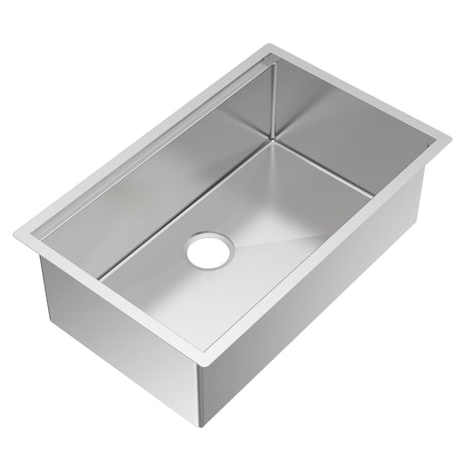 Whitehaus WHSW3019 30" Single Bowl 16 Gauge Undermount Workstation Kitchen Sink - Brushed Stainless Steel