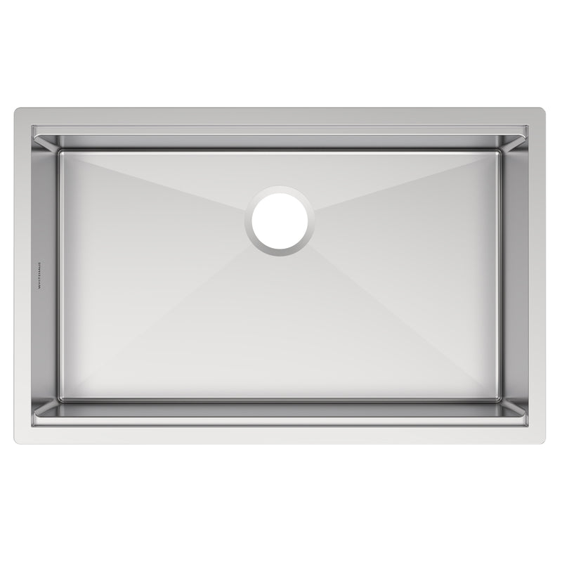 Whitehaus WHSW3019 30" Single Bowl 16 Gauge Undermount Workstation Kitchen Sink - Brushed Stainless Steel