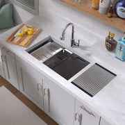 Whitehaus WHSW3019 30" Single Bowl 16 Gauge Undermount Workstation Kitchen Sink - Brushed Stainless Steel