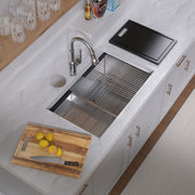 Whitehaus WHSW3019 30" Single Bowl 16 Gauge Undermount Workstation Kitchen Sink - Brushed Stainless Steel