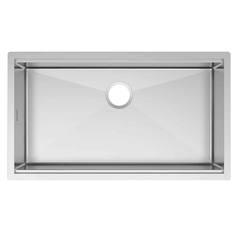 Whitehaus WHSW3319 33" Single Bowl 16 Gauge Undermount Workstation Kitchen Sink - Brushed Stainless Steel
