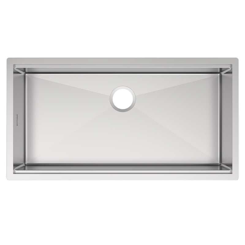 Whitehaus WHSW3619 36" Single Bowl 16 Gauge Undermount Workstation Kitchen Sink - Brushed Stainless Steel