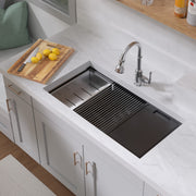 Whitehaus WHSW3619 36" Single Bowl 16 Gauge Undermount Workstation Kitchen Sink - Brushed Stainless Steel