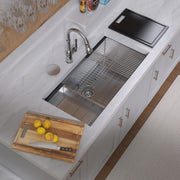 Whitehaus WHSW3619 36" Single Bowl 16 Gauge Undermount Workstation Kitchen Sink - Brushed Stainless Steel