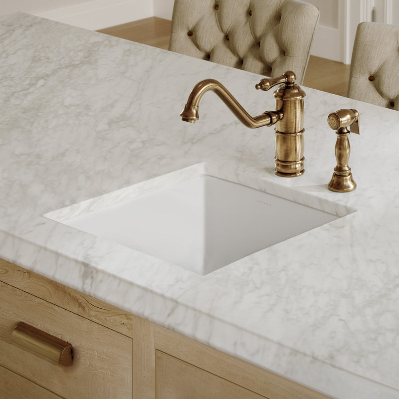 Whitehaus WHUF1818 18" Fireclay Dual-Mount Kitchen Sink - White
