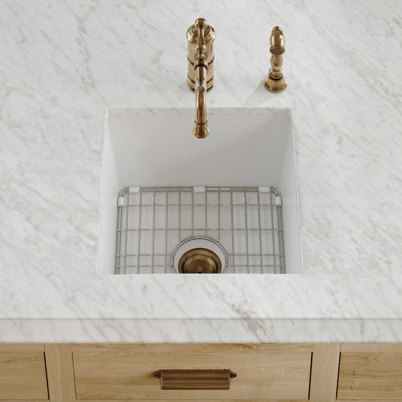Whitehaus WHUF1818 18" Fireclay Dual-Mount Kitchen Sink - White