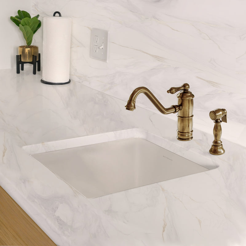 Whitehaus WHUF1818 18" Fireclay Dual-Mount Kitchen Sink - White