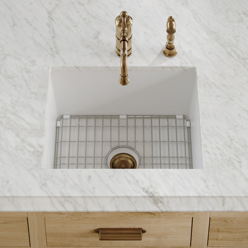 Whitehaus WHUF2418 24" Fireclay Dual-Mount Kitchen Sink - White