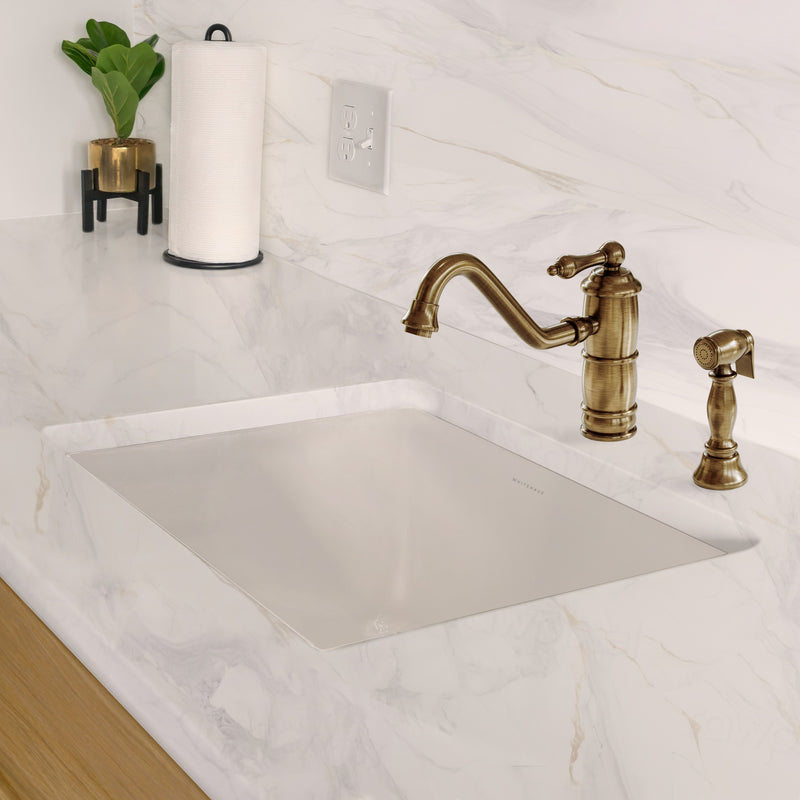 Whitehaus WHUF2418 24" Fireclay Dual-Mount Kitchen Sink - White