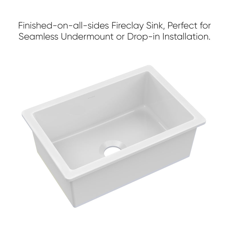 Whitehaus WHUF2819 28" Fireclay Dual-Mount Kitchen Sink - White