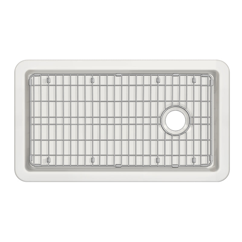 Whitehaus WHUF3419 34" Fireclay Dual-Mount Kitchen Sink - White