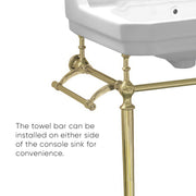 Whitehaus WHV024-L33-1H-B Victoriahaus 23-1/2" Single Hole Console Bathroom Sink - White/Polished Brass