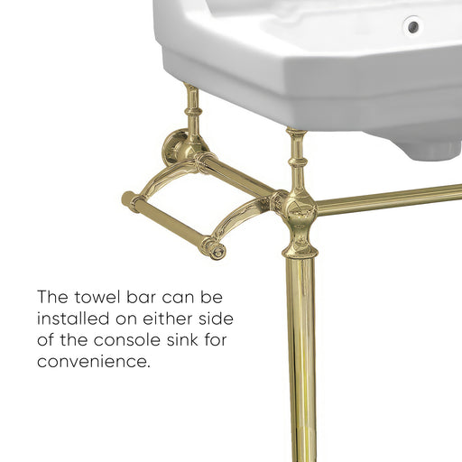 Whitehaus WHV024-L33-1H-B Victoriahaus 23-1/2" Single Hole Console Bathroom Sink - White/Polished Brass