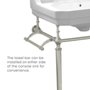 Whitehaus WHV024-L33-1H-BN Victoriahaus 23-1/2" Single Hole Console Bathroom Sink - White/Brushed Nickel