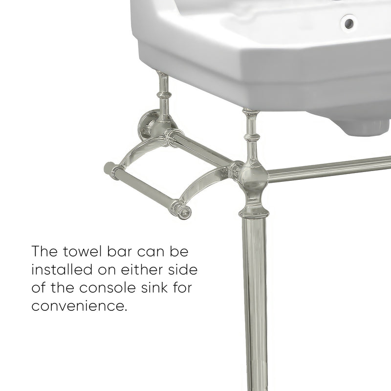 Whitehaus WHV024-L33-1H-BN Victoriahaus 23-1/2" Single Hole Console Bathroom Sink - White/Brushed Nickel