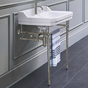 Whitehaus WHV024-L33-1H-BN Victoriahaus 23-1/2" Single Hole Console Bathroom Sink - White/Brushed Nickel