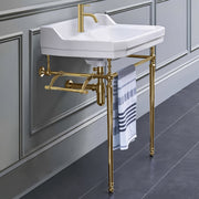 Whitehaus WHV024-L33-1H-B Victoriahaus 23-1/2" Single Hole Console Bathroom Sink - White/Polished Brass
