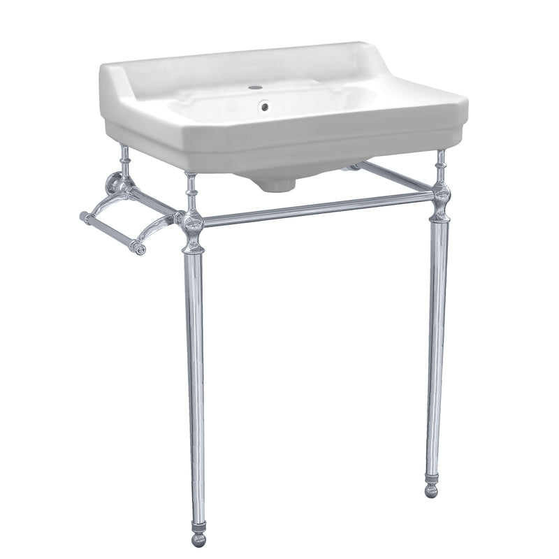 Whitehaus WHV024-L33-1H-C Victoriahaus 23-1/2" Single Hole Console Bathroom Sink - White/Polished Chrome