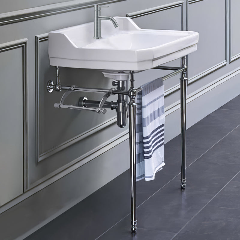 Whitehaus WHV024-L33-1H-C Victoriahaus 23-1/2" Single Hole Console Bathroom Sink - White/Polished Chrome