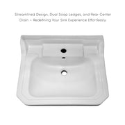 Whitehaus WHV024-L33-1H-C Victoriahaus 23-1/2" Single Hole Console Bathroom Sink - White/Polished Chrome