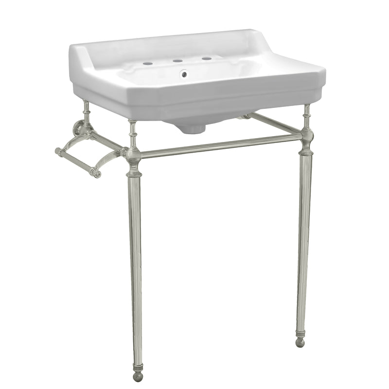 Whitehaus WHV024-L33-3H-BN Victoriahaus 23-1/2" Widespread Console Bathroom Sink - White/Brushed Nickel