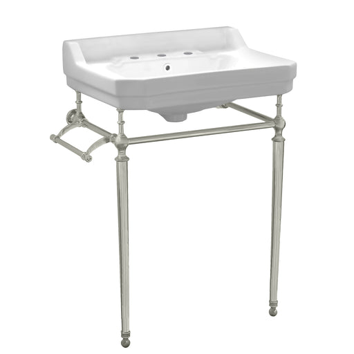 Whitehaus WHV024-L33-3H-BN Victoriahaus 23-1/2" Widespread Console Bathroom Sink - White/Brushed Nickel