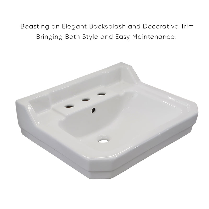 Whitehaus WHV024-L33-3H-BN Victoriahaus 23-1/2" Widespread Console Bathroom Sink - White/Brushed Nickel