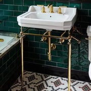 Whitehaus WHV024-L33-3H-B Victoriahaus 23-1/2" Widespread Console Bathroom Sink - White/Polished Brass