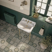Whitehaus WHV024-L33-3H-B Victoriahaus 23-1/2" Widespread Console Bathroom Sink - White/Polished Brass
