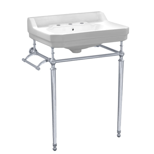 Whitehaus WHV024-L33-3H-C Victoriahaus 23-1/2" Widespread Console Bathroom Sink - White/Polished Chrome