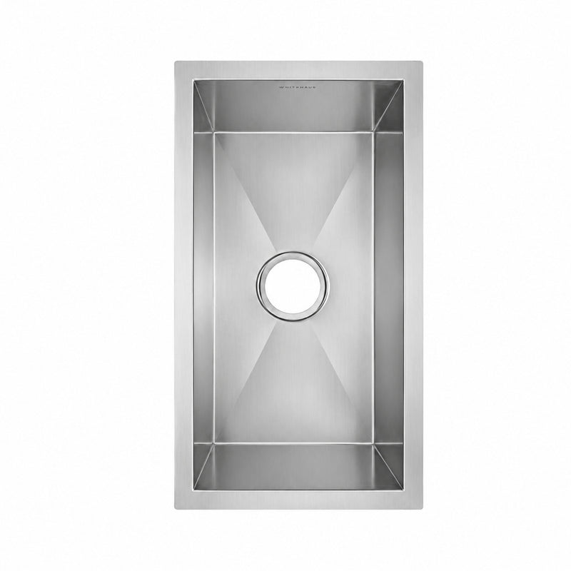 Whitehaus WINEHAUS Noah's 12" Commercial Single Bowl 16 Gauge Undermount Kitchen Sink - Brushed Stainless Steel