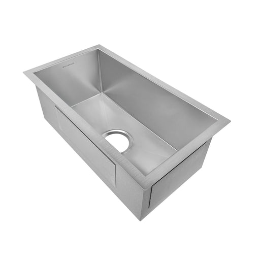 Whitehaus WINEHAUS Noah's 12" Commercial Single Bowl 16 Gauge Undermount Kitchen Sink - Brushed Stainless Steel