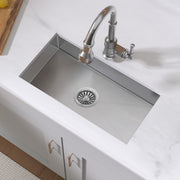 Whitehaus WINEHAUS Noah's 12" Commercial Single Bowl 16 Gauge Undermount Kitchen Sink - Brushed Stainless Steel