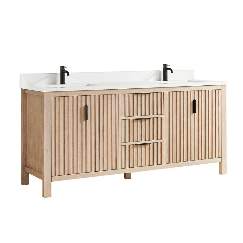 Vinnova 704272-AN-GW Shenzhen 72" Double Sink Bath Vanity in Aged Natural Oak