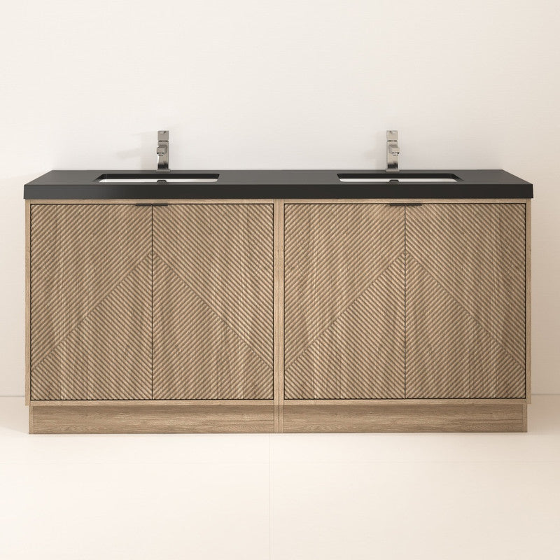 Moreno Bath MT72DFS Mason 72" Fluted Freestanding Bathroom Vanity with Double Sink Top